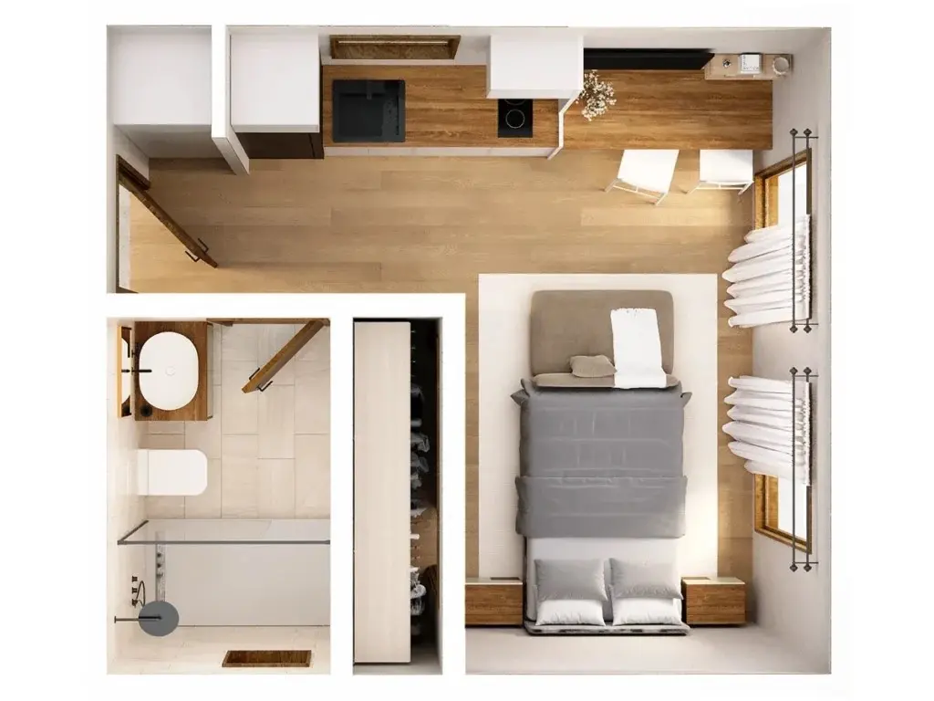 Ataman Studio Small ADU floor plan with efficient layout